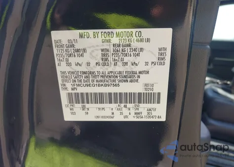 2011 Ford Escape Limited from USA, damaged, VIN 1FMCU9EG1BKB97565